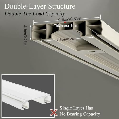 Heavy-Duty Aluminum Double Track Ceiling Curtain Rails Set - Silent Wheels for Living Room & Bedroom - Perfect for Room Dividers & Space Separation