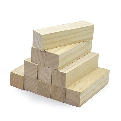 4 Inch Wood For Carving, 12 Pcs Unfinished Wood Craft Cubes, Rectangular Wooden Blocks For Diy Carving, Crafting And Whittling For Adults Beginner And Experts(4×1×1Inch） #TOP3