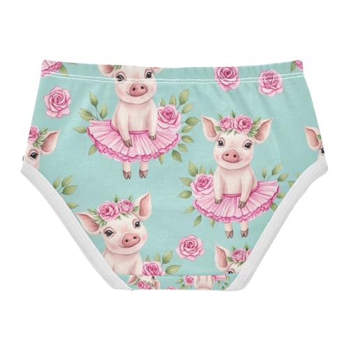 Cute Watercolor Pigs Flower Crowns Girls Panties, Toddler Girl Panties, Cotton Underwear Girls, 2–8 Years2