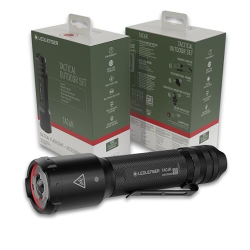 Ledlenser TAC6R Tactical Torch Rechargeable Outdoor Set, LED 2000lm, 6 Modes inc Strobe, Multi-Lens Technology, Up to 370m Beam, IP68 Waterproof, 18650 USB-C Battery, for Hunting, Police, Security,