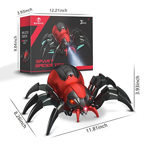 Sumsync Remote Control Spider Kids Toys - Realistic Rc Spider, Music Effect, Led Light, Toys For 3 4 5 6 7 8 9 10 11 12+ Year Old Boys/Girls, Gifts For Halloween Christmas Easter Birthday #TOP5