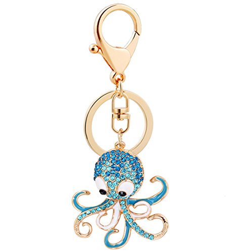 AIBEARTY Cute Octopus Crystal Keychain Animal Keyring Car & Bag Accessory Free with Gift Bag
