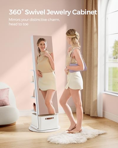 Songmics UJJC018W01 360° Swivel Mirrored Jewelry Cabinet thumb #1