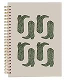 Welshower Olive Green Western Cowgirl Cowboy Spiral Notebook Journal, Vintage Cowgirl Boots Notebook, Southwestern Country Cowboy Journal, Western Office Supplies, 5.5x8.3 Inch