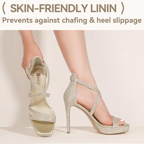 Image of IDIFU IN4 Platform High Heels for Women Strappy Heeled Sandals Square Toe Heels Stiletto Heels Women's Wedding Party Bridal Sexy Dress Shoes Open Toe Heels
