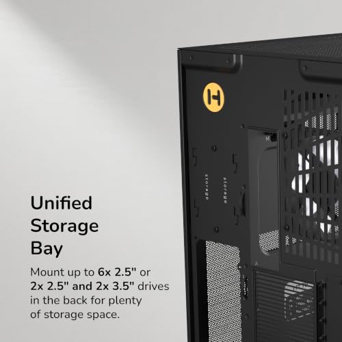 Image of HYTE Y50 RGB Essential Aesthetic Gaming PC Case - 4 Included aRGB Fans (1x 120mm + 1x 360mm Reverse) - Dual Chamber ATX Desktop Chassis - Rear Connect Motherboard Compatible - Pitch Black