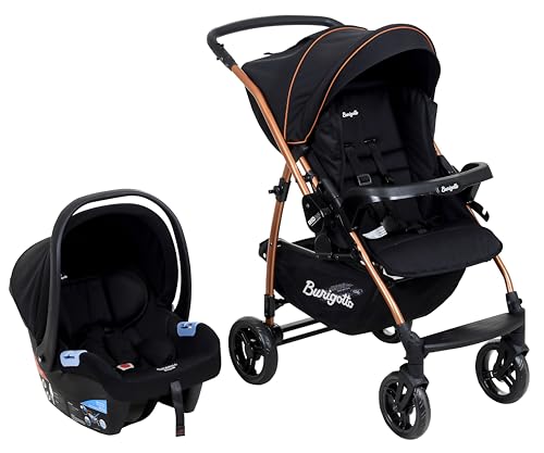 Travel System Burigotto Carrinho de Bebê Rio 22 com Bebê Conforto Materna Preto Cobre