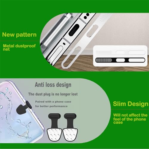 8 Packs New Dust Plug, Phone Accessories for iPhone 16 15 Plus/Pro/1Pro Max, USB C Cover Cap, USB C Port Cleaner, Phone Speaker Cover, with Cleaning Kit (Silvery)
