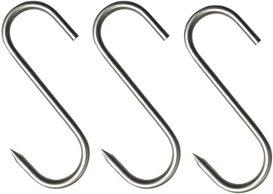 Miniatura 7 de Ganchos de carne de acero inoxidable, 20 unidades, en forma de S, montaje en pared, resistentes, 5.9 in, para cocina, fumar, secar, almacenamiento