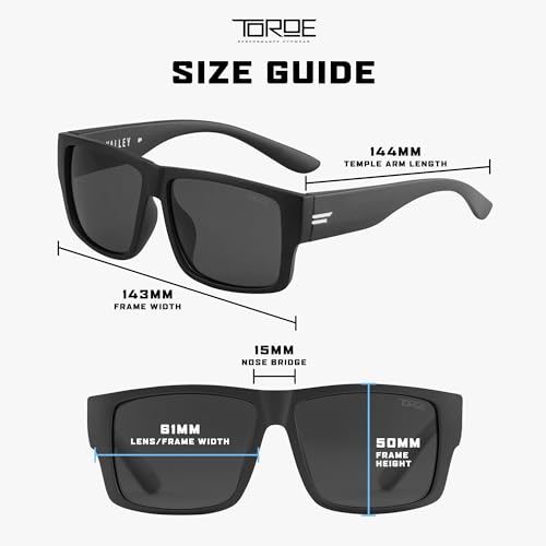 Image of TOROE Z87+ Polarized Safety Sunglasses Matte Black TR90 Frame, ANSI Rated Lens