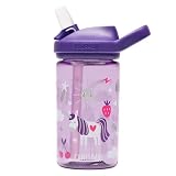 CamelBak Eddy+ Kids Water Bottle with Bite Valve Straw, Leak‑Resistant Easy‑Sip Design for Everyday Hydration, 14oz, Unicorn Party