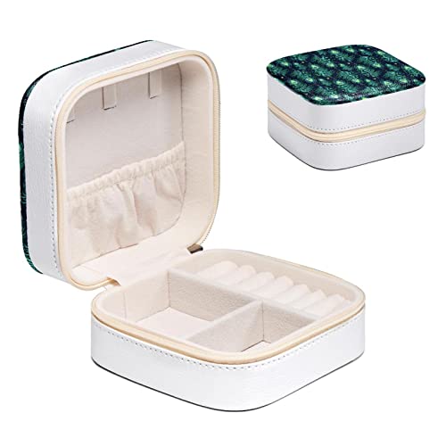 Boîte à bijoux plume de paon compacte pour bagues et boucles d'oreilles - 2