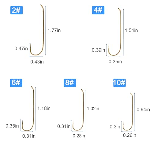 Agool Fly Tying Hooks Aberdeen Hooks, 150Pcs Streamer Hooks Long Shank Hooks Dry Fly/Streamer Fly Fishing Hooks Cricket Hooks Nymph Hooks High Carbon Steel Jig Hooks Strimp&Pupa Pupa& Larva Jig Fly Hooks thumb #2