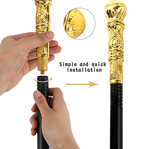 Lucleag 2Pcs Gold Walking Cane & Silver Walking Cane, Halloween Party Theme Party Supplies, Halloween King Cosplay Prop Costume Accessories, Halloween Prop Stick Pimp Canes For Adults Kids #TOP5