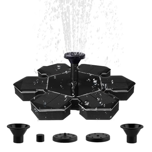 Fontaine Solaire Pour Bain D'oiseaux – 6 Buses En Forme De Fleur, Fontaine D'eau Extérieure À Énergie Solaire, De Jardin, Bassin, Piscine, Cour | Décoration De Parc De Cour Arrière | Accessoi
