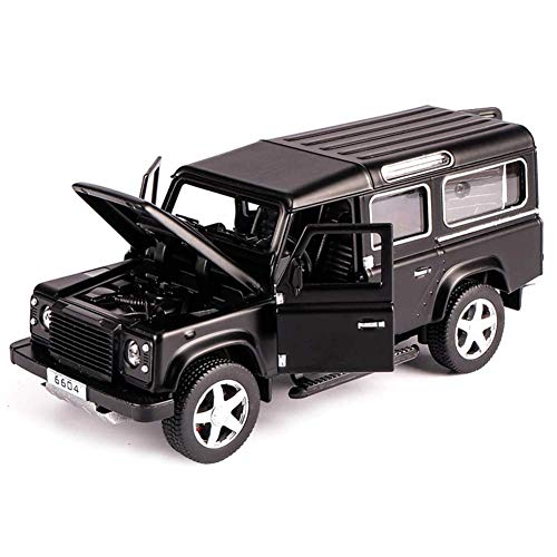 Image of 1:32 Scale Land Rover Defender Toy Car | Metal Pullback Diecast Car for Kids with Openable Doors, Sound, Light Effects Toy for Car Enthusiasts (Color As Per Available), Black