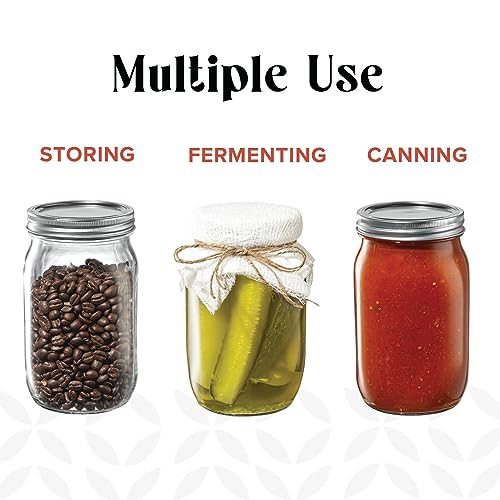 image for GLING [1 Count 64 oz. Wide-Mouth Glass Mason Jars with Metal Airtight 