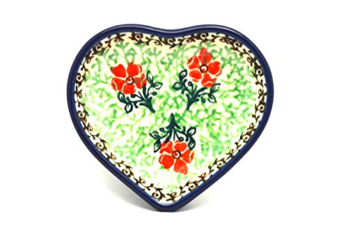 Polish Pottery Tea Bag Holder - Heart - Maraschino