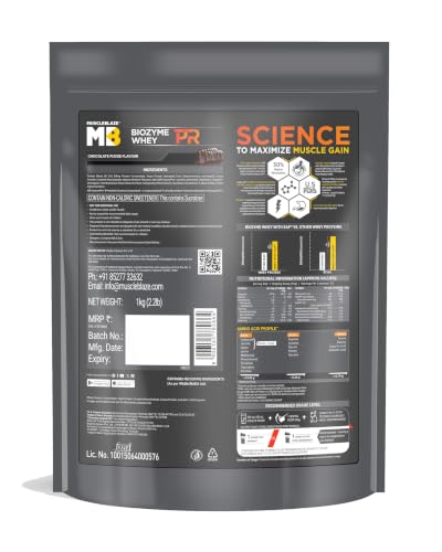 Image of MuscleBlaze Biozyme Whey PR Protein Powder, 1kg (2.2lbs)