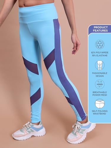 Image of Rupa Colors Womens PLAYSURE Dry FIT Activewear Leggings | Stretchable Warp Knit Fabric | Breathable Mesh Self-Folding Waistband | Body-Hugging | Reflecting Logo