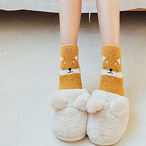Soft Warm Hosiery, Women Cartoon Animal Winter Fuzzy Slipper Socks Panda Warm Hosiery2