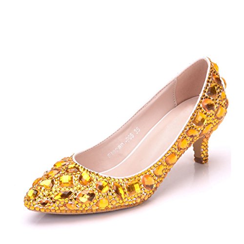 Plateforme femme or haut de gamme avec talon glamour de 6cm