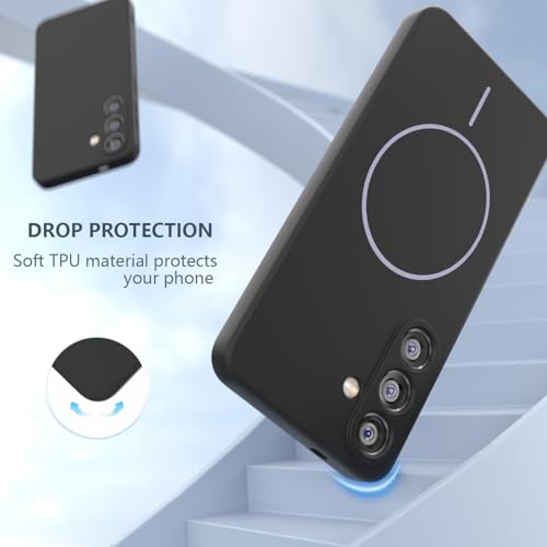 Image of DIZORO Microfiber Candy Case Compatible for Samsung S26 5g Magnetic Silicone Case, Compatible with MagSafe Shockproof, Slim, Anti-Scratch Soft Non-Slip Body Protective Back Cover (Black)
