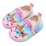 Lisdwde Boys Girls Warm Slippers Kids Winter Indoor Household Shoes Soft Fuzzy Shoes Cute Kids Warm