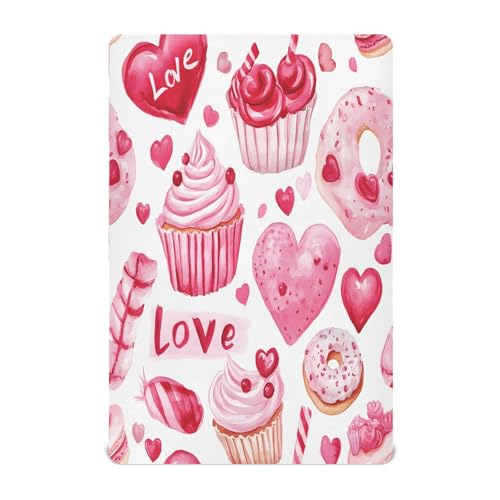 Ttgoth Sábana Bajera Ajustable para Cuna para niños y niñas, sábana de Punto Jersey, para el día de San Valentín, para Cuna estándar y colchón de Cama Infantil, acogedora, Suave, Transpirable, 71 x