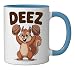 Squirrel Holding Nuts Deez Nuts Humor Funny Meme Ceramic Mug, Blue/White