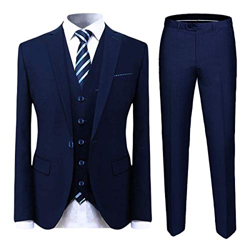 Cloudstyle Mens Suit Solid Color Formal Business One Button 3-Piece Suit Wedding Slim Fit #TOP22