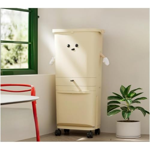 大容量 JQEJDKE おしゃれなゴミ箱 キッチン リビング用 分別式 押しプーリー ペダル付き 縦型 ペダル式 キャスター付き 上中下 3 段 ふた付き スリムダストボックス (a)