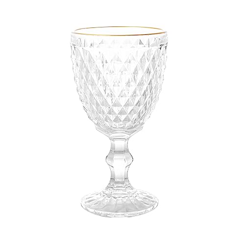 Taça de Água de Vidro Bico de Abacaxi com Fio de Ouro 325ml - Lyor