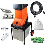 ヤードフォース 枝シュレッダー「10ｍ延長コード・専用替刃（２枚組）・枝チップ土のう袋1枚・洗剤ミニJOE5袋・保護メガネ・軍手」付 安全装置付き YARD FORCE