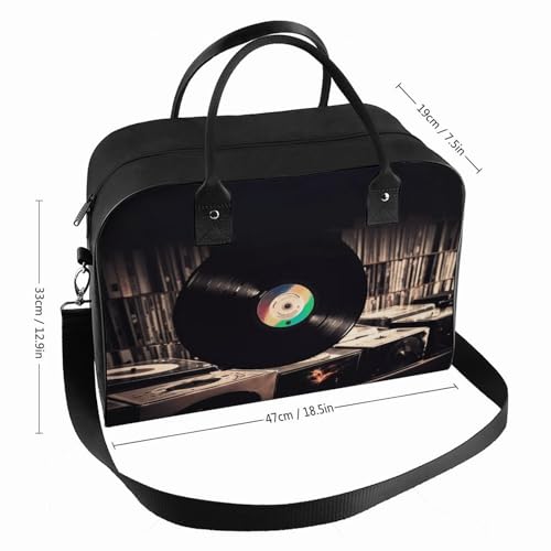 Travel Bag Lightweight Overnight Bag Portable Vinyl Records Print Tote Bags For Women And Men2