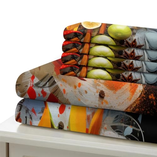 Funda nórdica 3D de ingredientes alimentarios y microfibra suave para cama single 135x200cm 7