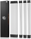 AsiaHorse 18AWG PSU Cable Extension Sleeved Custom Mod GPU PC Audio Video Power Supply Soft Braided Cables with Two Color Comb Kit 24P/8P to 6+2P/ 8P to 4+4P 30CM