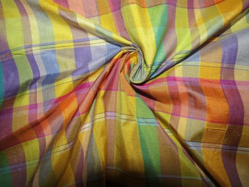 Carreaux 100% soie Dupnewc6 tissu pour robes et foulards de 137 cm