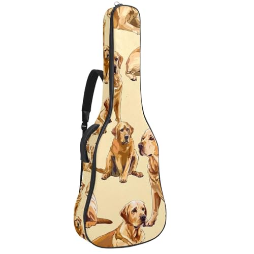 Housse guitare acoustique 109 cm motif labrador sac à dos oxford étanche