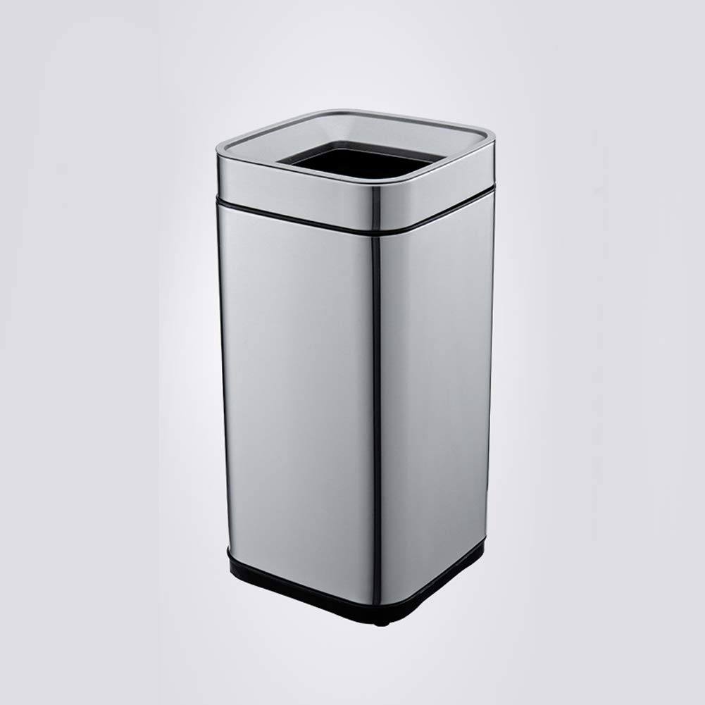 Trash Can Bin No cover Open Rectangular Rubbish Recycle Bin, 430 stainless steel Dustbin 8L/15/20L/25L/30L For Kitchen Bathroom Living room Bedroom Office