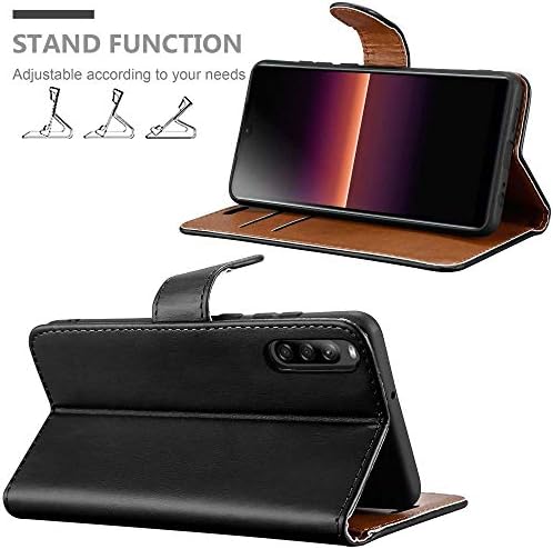 iCatchy For Sony Xperia L4 Case Leather Wallet Book Flip Folio Stand View Cover compatible for Sony Xperia L4 Phone Case (Black)