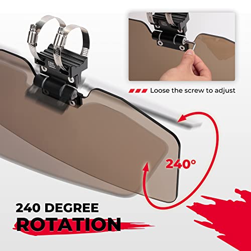 Utv Sun Visor, Kemimoto Tinted Sun Visor For Utv Side X Side 1.5”-2” Roll Bars Fit With Windshield Compatible With Polaris Rzr Ranger Can Am Kawasaki, Steady Dual Clamps #TOP3