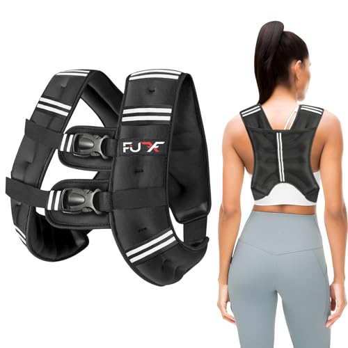 FUFF Weighted vest woman - 5lb/10lb/12lb/15lb/20lb/25lb/30lb Weights with Reflective Stripe, Weighted Vest for Men Women Strength Training Running Walking Jogging