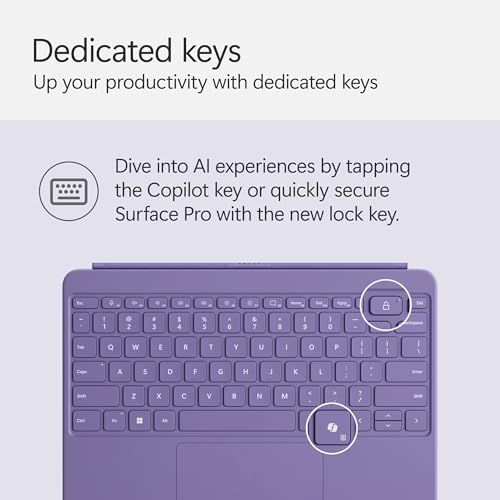 Microsoft Surface Pro Keyboard for Surface Pro 12" Device, Keyboard Only, Alcantara Material, Violet - image 6