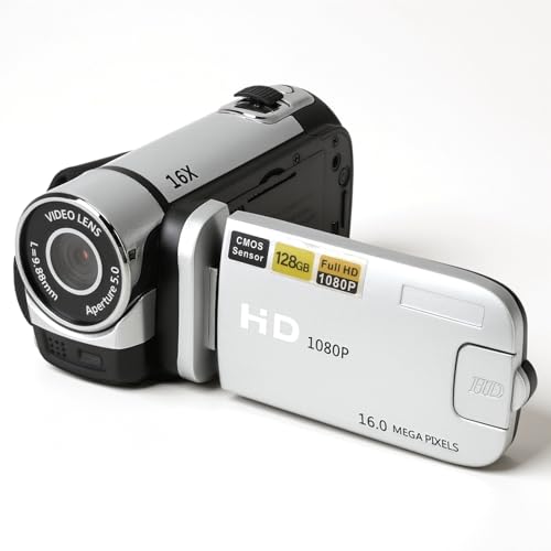 EIMSOAH Videocámara vintage de 16 MP, cámara digital 1080P, videocámara de pantalla giratoria de 2.4 pulgadas, grabadora de video HD con zoom de 16X con luz de relleno para adolescentes, principiantes