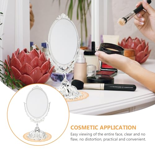 Miroir de maquillage style rétro vintage double face argenté