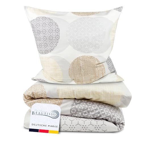 Beautissu Biber Bettwäsche 155x220 cm 2teilig Josi – 100% Baumwolle...