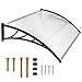 Marquesina para puerta de casa, tejado de policarbonato transparente de 5 mm de grosor, soporte ABS, techo de puerta para exterior, toldo, alero para arco de dos hojas, pinza negra (150 cm de ancho)
