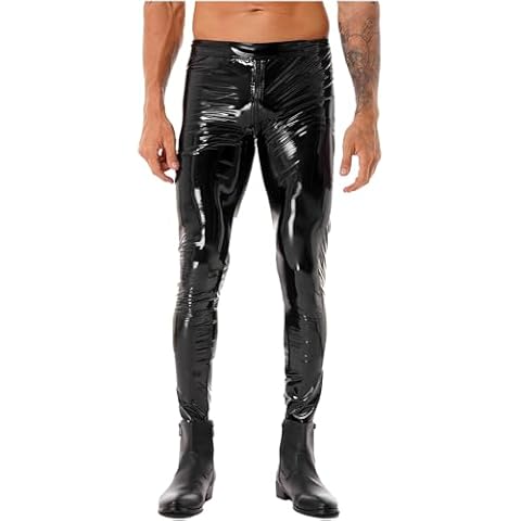 Choomomo Men's Shiny Leather Pants for Bikers Cover