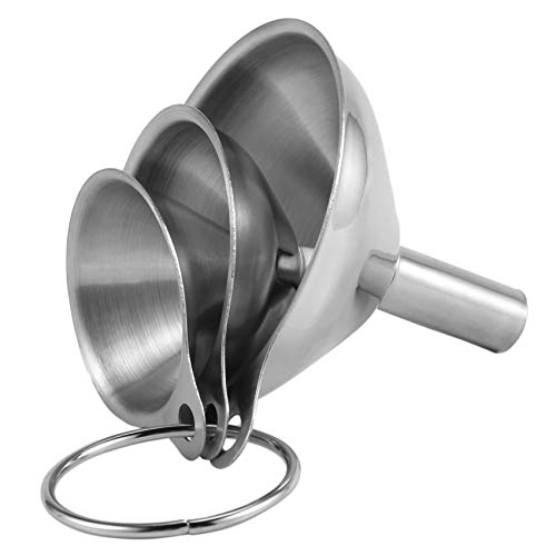 BLASHRD 3 Unids Multifuncional Embudo de Acero Inoxidable Essentail Aceite de Agua Vino Matraz de Filtro Embudo para El Hogar Cocina